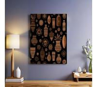 Brown Framed Geometric vase texture Canvas Wall Art 30 x 20 cm Modern Poster Print Ready to Hang for Living Room Bedroom Home Decoration