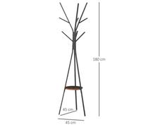 Brown Free Standing Coat Rack Metal Shelf Holder Stand