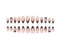Brown French Tip Press Type Nails Print Design Lightweighted ABS Comfort Fit for Autumn Weddings Comfortable Wearable Artificial Nail