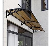 Brown Front Door Canopy Awning Shelter,Silent Patio Porch Awning,UV Rain Snow Protection Shelter,Door Window Rain Shelter Cover,Roofing Canopies,60/80/100cm,with Black Bracket (80x210cm/31"x83")