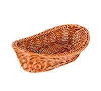 Brown Fruit Basket with a Lowered Front Profile Design, L | Woven Fiber Construction, Raised Woven Sides, Serving and Display for Bread and Pastries and Fruit At Home