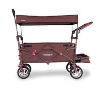 FUXTEC Folding Wagon for Kids to Sit In - CT800 Hand Cart, Trolley with Roof, Front & Rear Wheel Brakes, Solid Rubber Tires, Hanger, Interior Extension for Extra Legroom, Suitable for Children