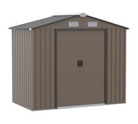 Brown Galvanised Garden Shed with Locking Door, Floor Base & Vent