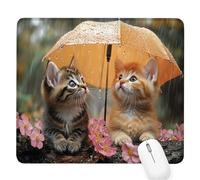 Brown Gaming Mouse Pad,Cat Mouse Pad 290x240x3mm Mousepad Small Size Stitched Edge,Waterproof Non-Slip Rubber Base Mousemat Improves Accuracy and Speed,Desk Mat Laptop for Office Gaming and Home D-303