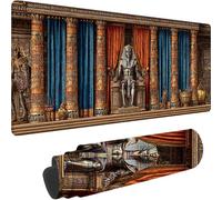 Brown Gaming Mouse Pad Egyptian Pharaoh Large Mouse Mat 1500x800x3 mm with Stitched Edges, Extended XXL Gaming Mousepad Waterproof Soft Cloth, Desk Mat with Anti Slip Base for Desk Home Decor w-919