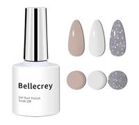 Brown Gel Nail Polish Set,White Colour Nail Gel Silver Glitter Gel Nail Kits Manicure Not Hurt to Skin DIY Nail Art Manicure Salon for Women