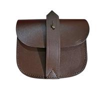 Brown Genuine Full-Grain Leather Ammo Pouch for Sam Browne Belt - Handmade Tactical Duty Utility Belt Pouch, Military Reenactment Gear, Accessories Storage Case with Strap Closure