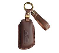 Brown Genuine Leather Car Key Case Compatible with VW Volkswagen Golf 8 Cupra Formentor Born Seat Leon Ateca Skoda Octavia Enyaq ID3 ID4 3 buttons Car Key Protective with Keychain