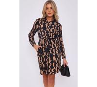 Brown Geo Print Mini Shirt Dress Love Sunshine Brown 14