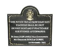 Brown & Ginger Black & White Painted Cast Iron Poachers Sign - 26x24cm