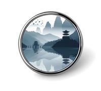 Brown Ginkgo Leaves Round Lapel Pin Brooch Badge Cute Tie Tack Pin for Hats, Clothing, Bags Unique Fashion Accessories Gift for Men & Women, Circular, Aluminum, no gemstone