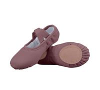Brown Girls Classic Canvas Ballet Shoes UK Size 10 Split-Sole Dance Slippers with Cross Elastic Strap Slip-On Flats School Shoes Breathable Lightweight Ballerina Trainers Body Shaped Footwear