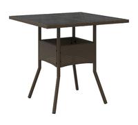 Garden Table Outdoor Dining Table Balcony Rattan Side Table with Glass Top