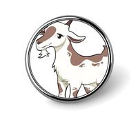 Brown Goat Badge,Comfort Light in Weight Round Emblem Cute Funny Decor Brooch Smooth Does Not Fade Badges for Hats Jackets Coat Shirt