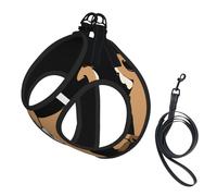 Brown Goat Print Dog Harness Adjustable Walk Puppy Harnesses Leash Clips Pet Harnesses Training Pet Vest