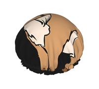 Brown goat Print Shower Cap - Double Layer Breathable, Adjustable Elastic Strap, Durable Hotel Travel Essentials