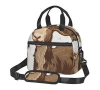 Brown Goat Prints Lunch Bag Tote Bag for Women Men, Insulated Lunch Cooler Bag Organizer for School Picnic Work Outdoor