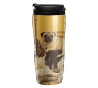 Brown Gordon Setter Pug Snuggles Insulated Travel Tumbler Reusable Leakproof Coffee Cup with Lid Double Wall Spill Proof Plastic Coffee Mug for Iced/Hot Drink Mug BPA-Free 12 Oz for Women Men Gift