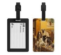 Brown Gordon Setter Pug Snuggles Luggage Tags for Suitcases Personalized Luggage Tags Business Card Holder Travel ID Bag Tag with Address Card Quick Spot Baggage Identifier for Carry On