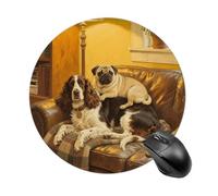 Brown Gordon Setter Pug Snuggles Round Mouse Pads Non-Slip Rubber Base Mouse Mat Cute Mousepad Funny Computer Desk Accessories for Office Home Gaming Work 7.8 X7.8 Inch