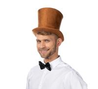 BROWN Gothic Victorian Style Tall Bell Gentlemans Top Hat Steampunk Fancy Dress Cosplay Accessory
