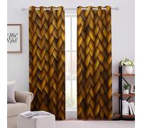 Brown Gradient Rattan Curtains Eyelet Soft Thermal Insulated Blackout Curtain W 52" x L 63" Modern Art Fashion Drapes for Bedroom Living Room Suitable for bedroom living room office 2 Panels
