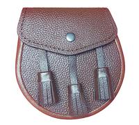Brown Grained Leather Scottish Sporran with 3 Tassels for Kilt (Brown)
