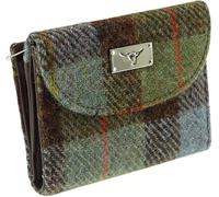 Brown Green Blue MacLeod Tartan Check Harris Tweed Jura Short Ladies Purse Wallet