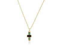 Brown Green Cross Pendant Long Chain Necklace Small Pave Wedding Jewelry