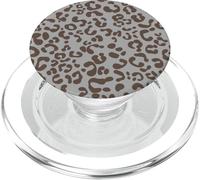 Brown Grey Leopard Cheetah Night Design Grey PopSockets PopGrip for MagSafe
