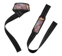 Brown Grey Marble Weightlifting Wrist Bands 66 cm Anti Slip Heavy Duty Weight Lifting Bodybuilding Strength Training