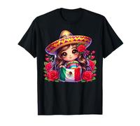 Brown Haired Mexican Chibi Zarape Chingona Bandera Mexicana T-Shirt