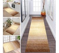 Brown Hallway Kitchen Runner - Non-Slip Washable 60 x 120 cm Dirt Trapper Mat Sold by the Metre - Bedroom Living Room Dining Room Rug