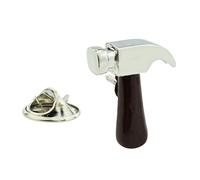 Brown Handle Hammer Tools Handyman Carpenters Lapel Pin Badge AJTP084