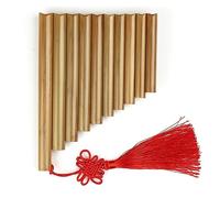 Brown Handle Size 10 Pipes Pan Flute Pan Pipe Chinese Traditional Musical Instrument Handmade Woodwind Instrument (Color : Left)