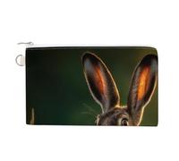Brown Hare in The Grass Coin Purse Small Wallets with Zippered Key Ring Cute Wallet