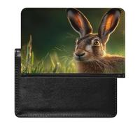 Brown Hare in The Grass Passport Holder Cover Wallet with ID Card Slot Slim Travel RFID Blocking Case Protector Essentials for Women Men