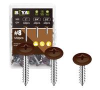 Brown Head Screws, #8 Brown Wood Screws 120pcs Thread Truss Head Fast Self Tapping White Pan Cabinet Screws Wood Work for Wall Plates, 1/2 Inch, 3/4 Inch, 1 Inch