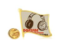 Brown Headset Rock Music Golden Metal Flag Lapel Pin Badge