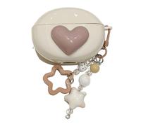 Brown Heart Pattern Shock-Absorbing Case Cover with Pendant Accessories Case for Oppo Enco Air3i