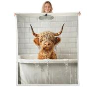 Brown Highland Cattle Throw Blanket,Farmhouse Animals Fleece Blankets for Kids Girls Boys Room Decor,Modern Fashion Style Sherpa Blanket,for Chair/Sofa,30"×40",Grey Light Brown