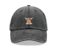 Brown Highland Cow Baseball Cap Vintage Washed Unisex Dad Hat Adjustable Black
