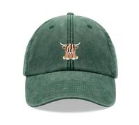 Brown Highland Cow Baseball Cap Vintage Washed Unisex Dad Hat Adjustable Bottle Green