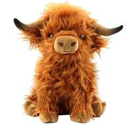 Brown Highland Cow Plush Toy Plushie - Super Soft Stuffed Animal Doll Toy | Soft Cuddly Cow Realistic Farmhouse Decor, Birthday Gift for Boys & Girls | Premium Shaggy Fur (Brown)