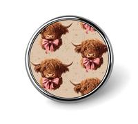 Brown Highland Cow with Bow Brooch Pins Lightweight Badge Lapel Pins