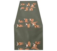 Brown Highland Cows Collection Scottish Breed on Dark Green 13" X 70" Rectangle Table Runner Long Tablecloth Placemat for Party Home Decor Indoor Outdoor Office Kitchen Dining Wedding