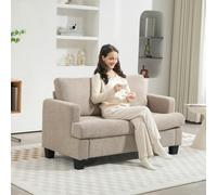 (Brown) HOMCOM 138 cm Chenille Fabric Loveseat Sofa with S-springs