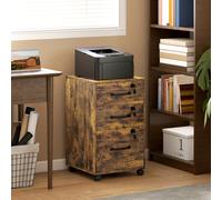 HOMCOM 3 Drawer File Cabinet Rolling Filing Cabinet for A4 & Letter in Brown HOMCOM Brown