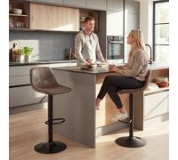 (Brown) HOMCOM Bar Stools Set of 2, Modern Swivel Barstools for Dining Room