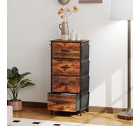 (Brown) HOMCOM Fabric Chest of Drawers, 4 Drawer Dresser for Bedroom